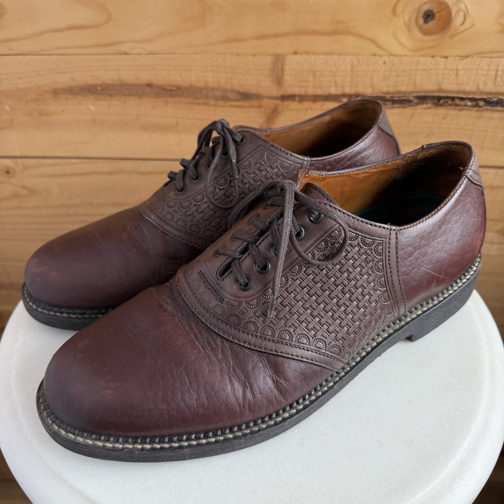 H.S. Trask Brown‎ Bison Leather Bozeman MT. Collection Oxford Derby Shoes Sz 11